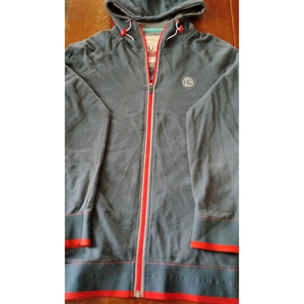Horseware Ireland Women's Sz.XL Slate Blue W/Red Flecks & Trim Full Zip Hoodie